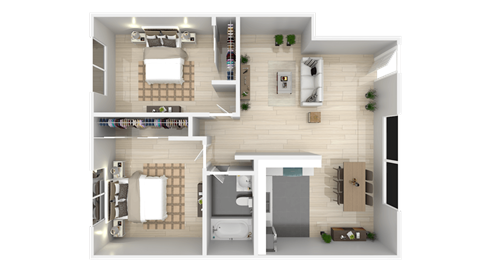Floor plan for 2 beds, 1 bath, 825 sqft